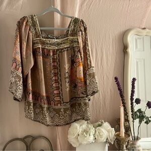 Johnny Was Flora Lace silk blouse